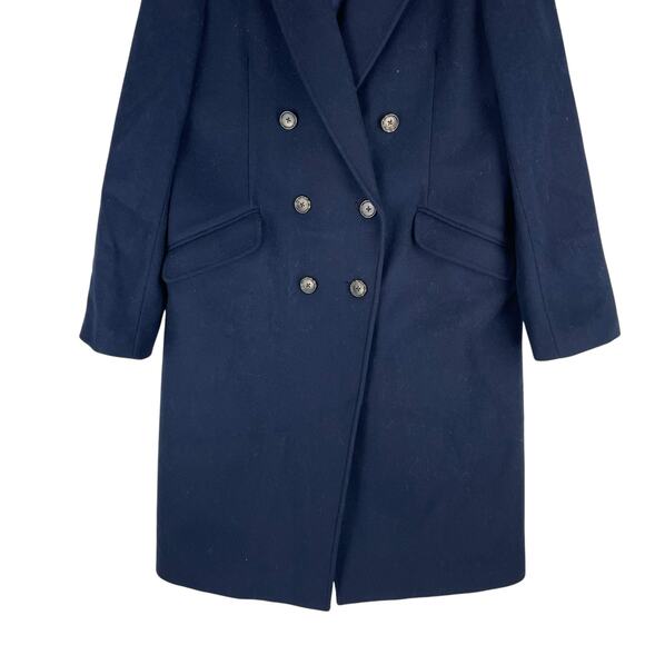 J. Crew Wool Cashmere Blend Double Breasted Top Coat Navy Blue Size 10 - Picture 6 of 12